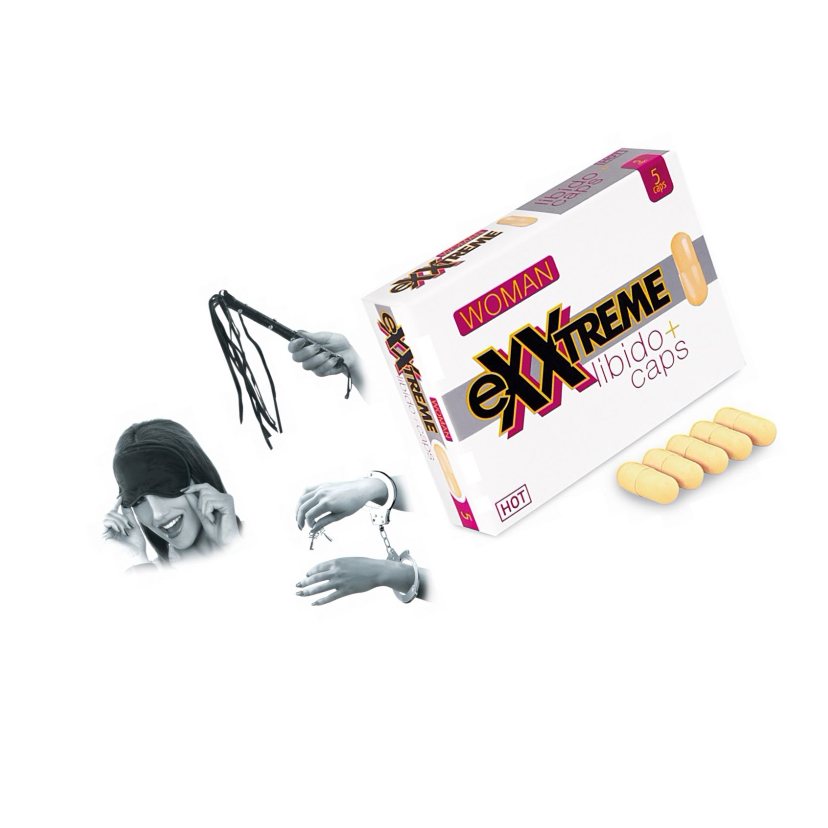 Pachet Set Limited Edition Lovers Fantasy Negru + Capsule Femei eXXtreme Libido Afrodisiac 5buc