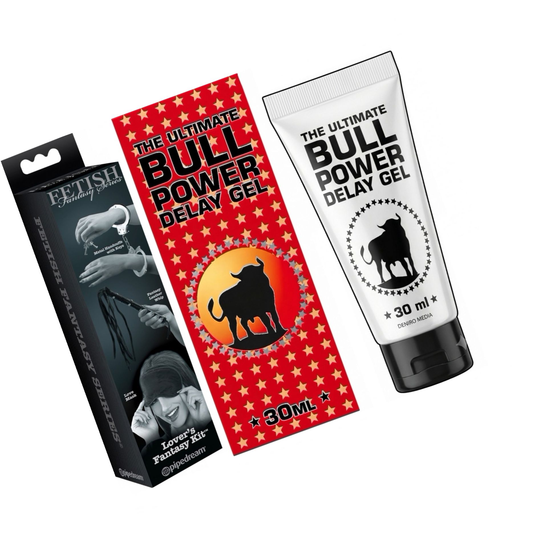Pachet Set Limited Edition Lovers Fantasy Negru + Gel Ejaculare Prematură Bull Power Delay 30ml
