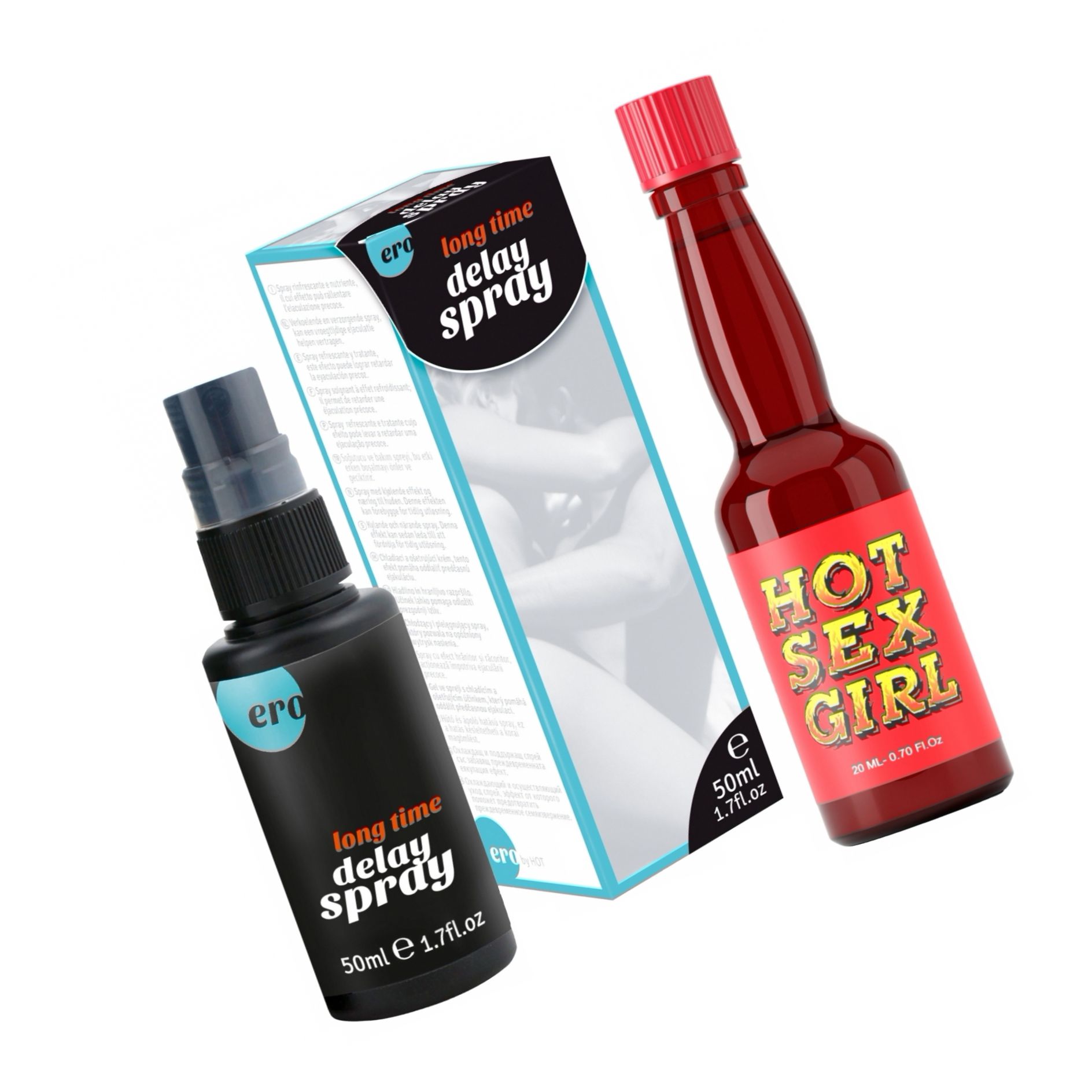 Pachet Spray HOT Delay 50 ml + Afrodisiac Hot Sex Girl 20ml