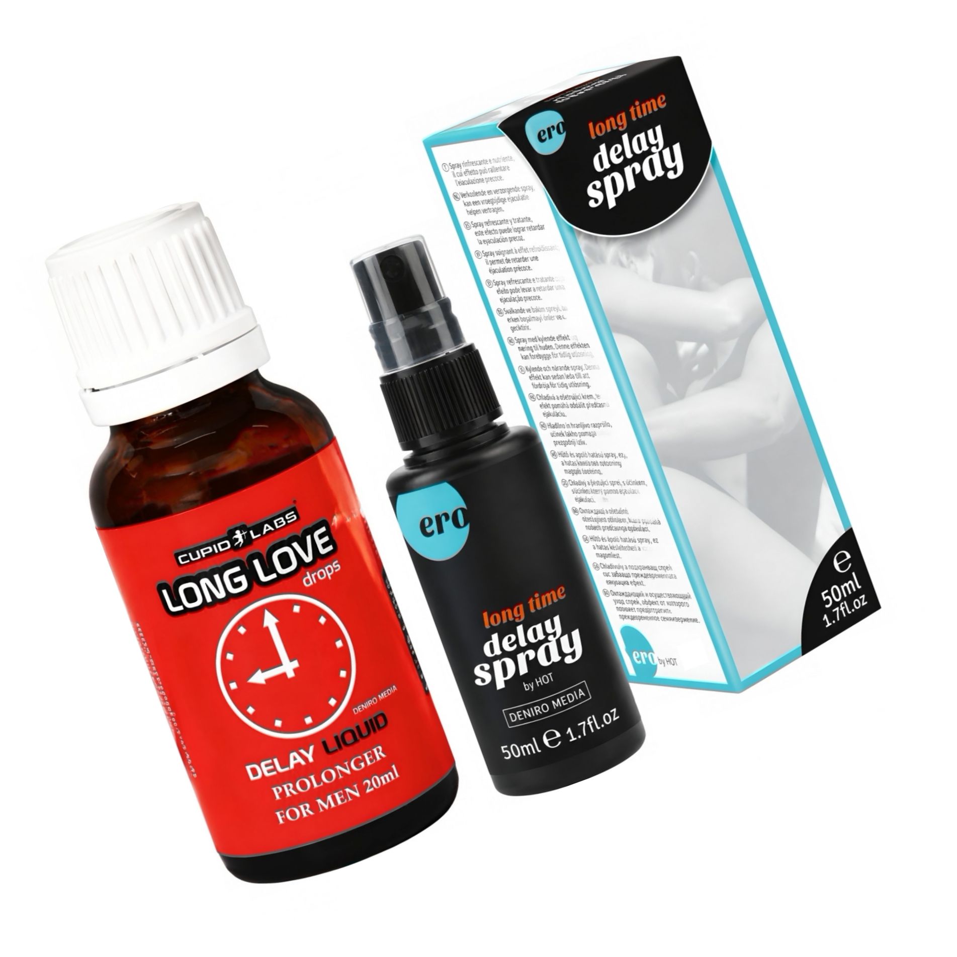 Pachet Spray HOT Delay 50 ml + Picături Ejaculare Precoce Long Love 20ml