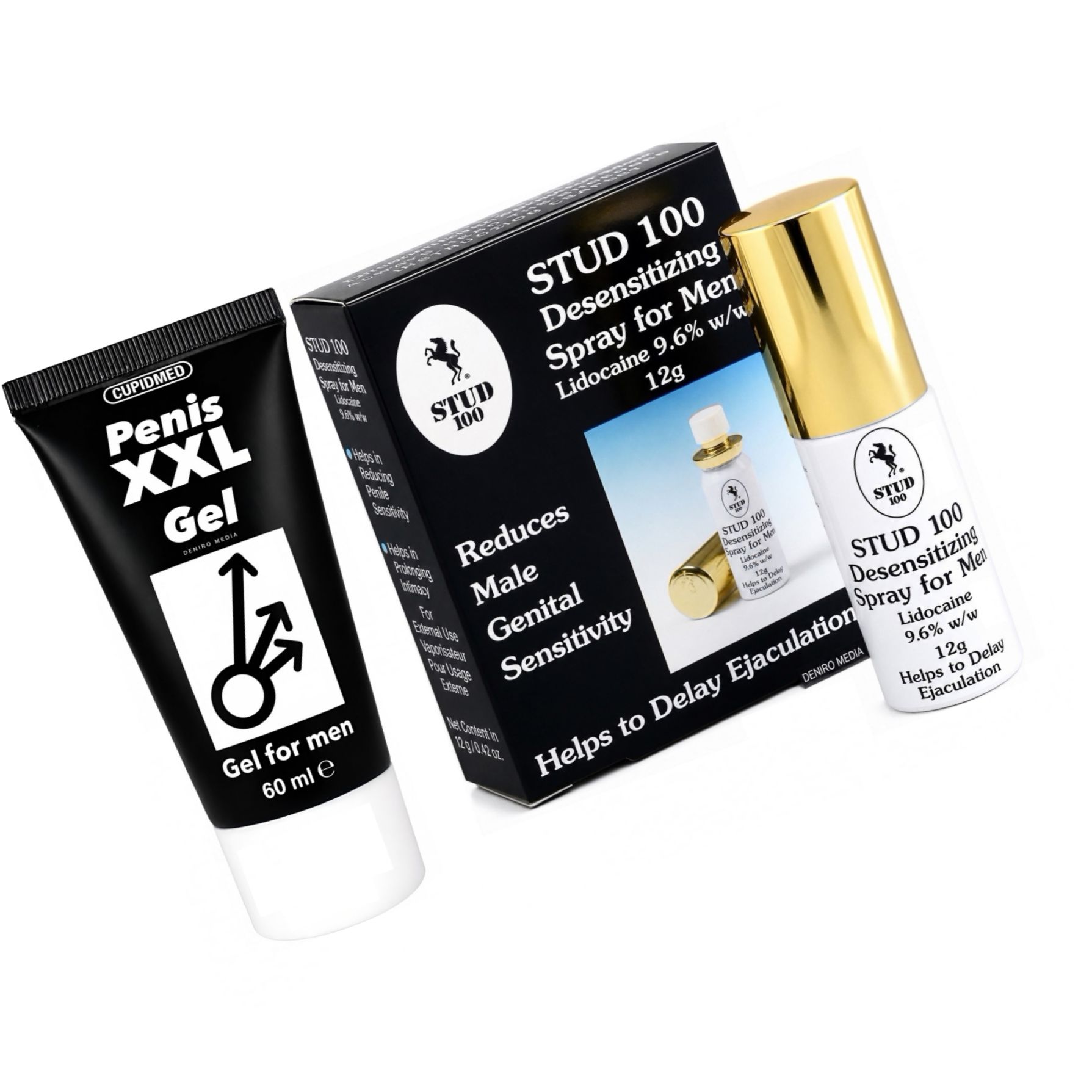Pachet Spray Stud 100 Original + Gel Mărirea Penisului Mr XXL Gel 50ml