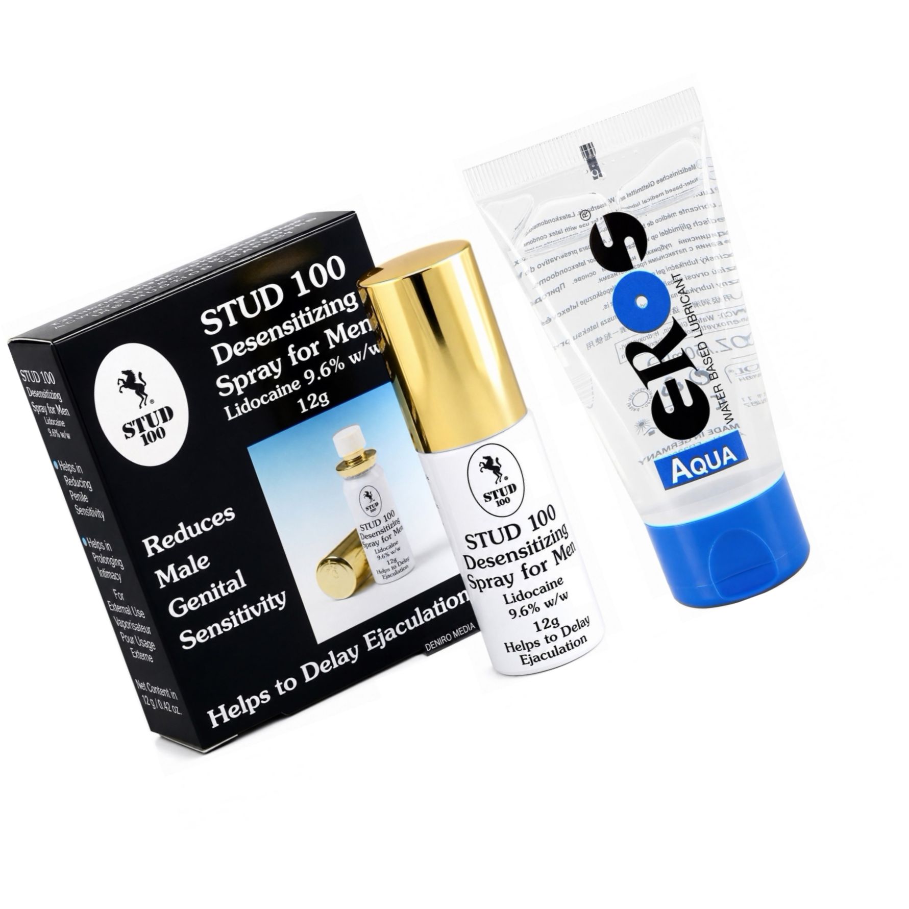 Pachet Spray Stud 100 Original + Lubrifiant Eros Aqua 50ml