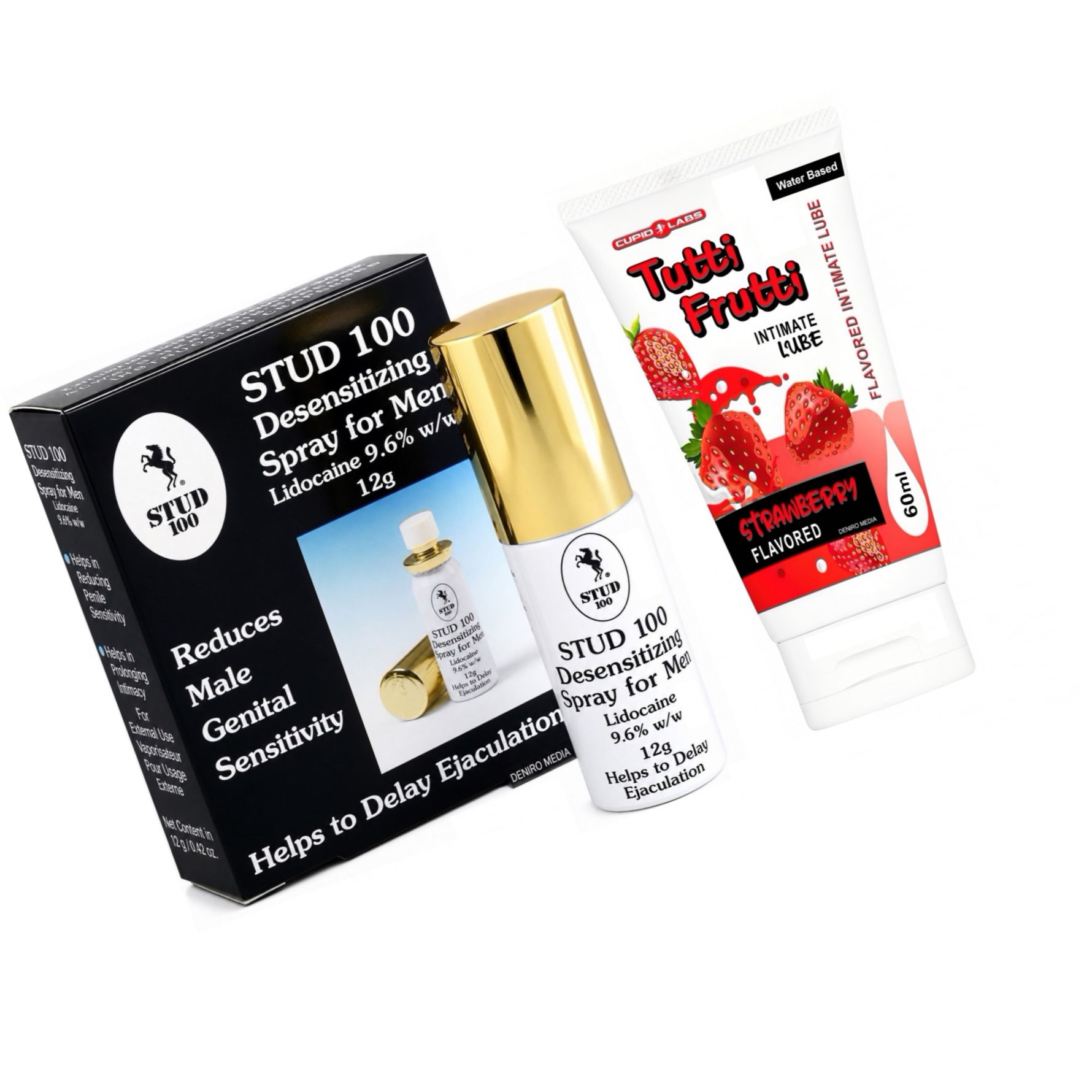 Pachet Spray Stud 100 Original + Lubrifiant Sex Oral Căpșuni 100ml