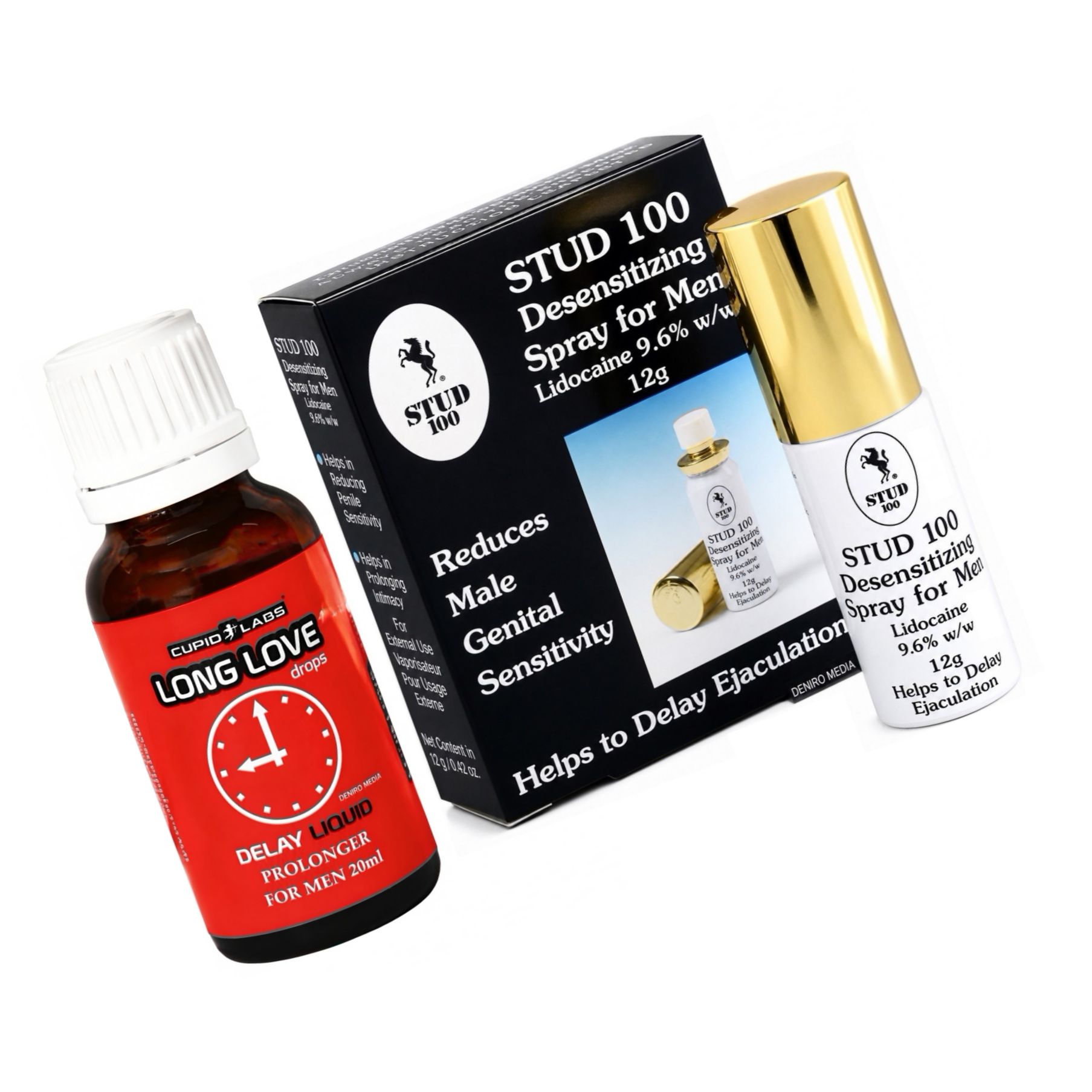 Pachet Spray Stud 100 Original + Picături Ejaculare Precoce Long Love 20ml