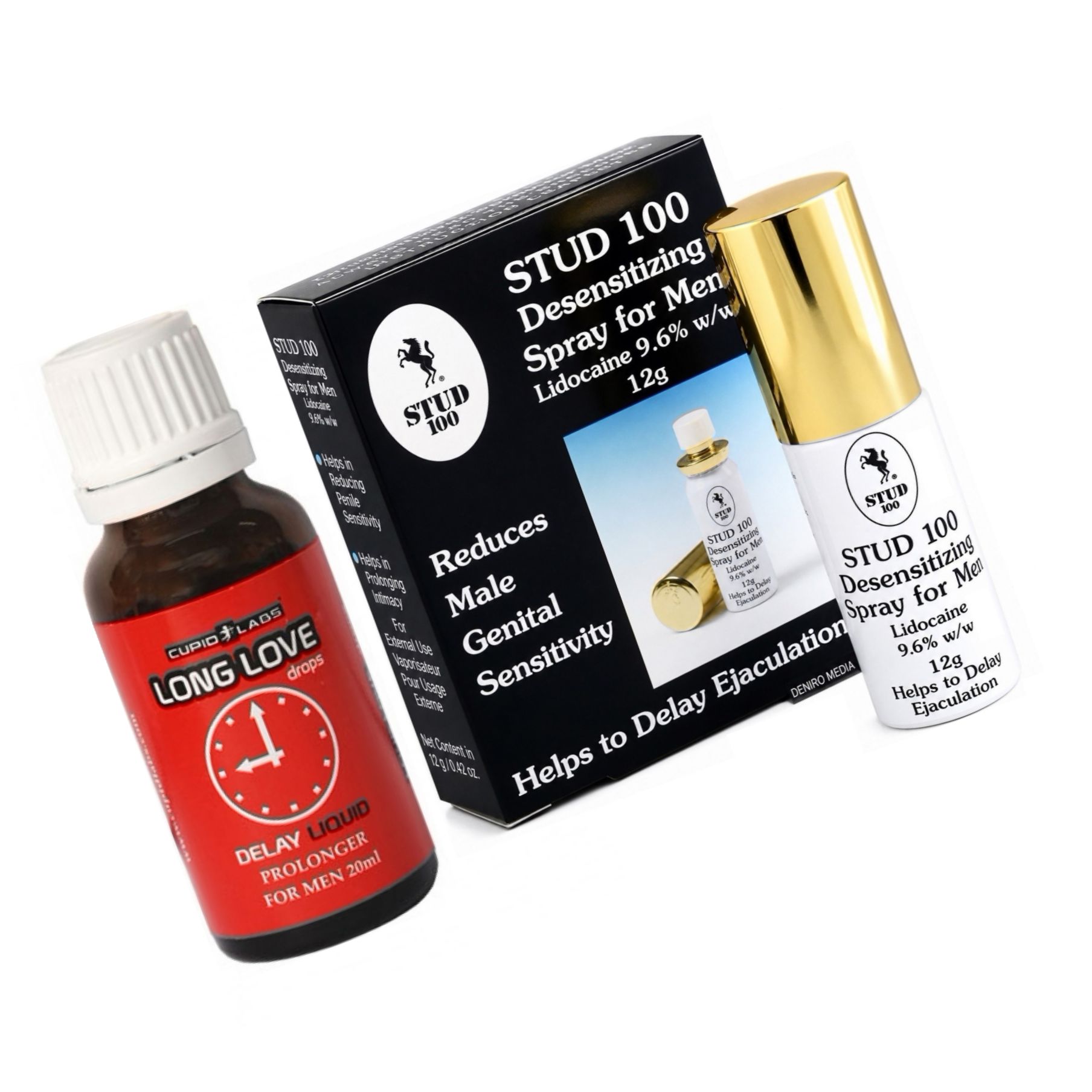 Pachet Spray Stud 100 Original + Picături Ejaculare Precoce Long Love 20ml