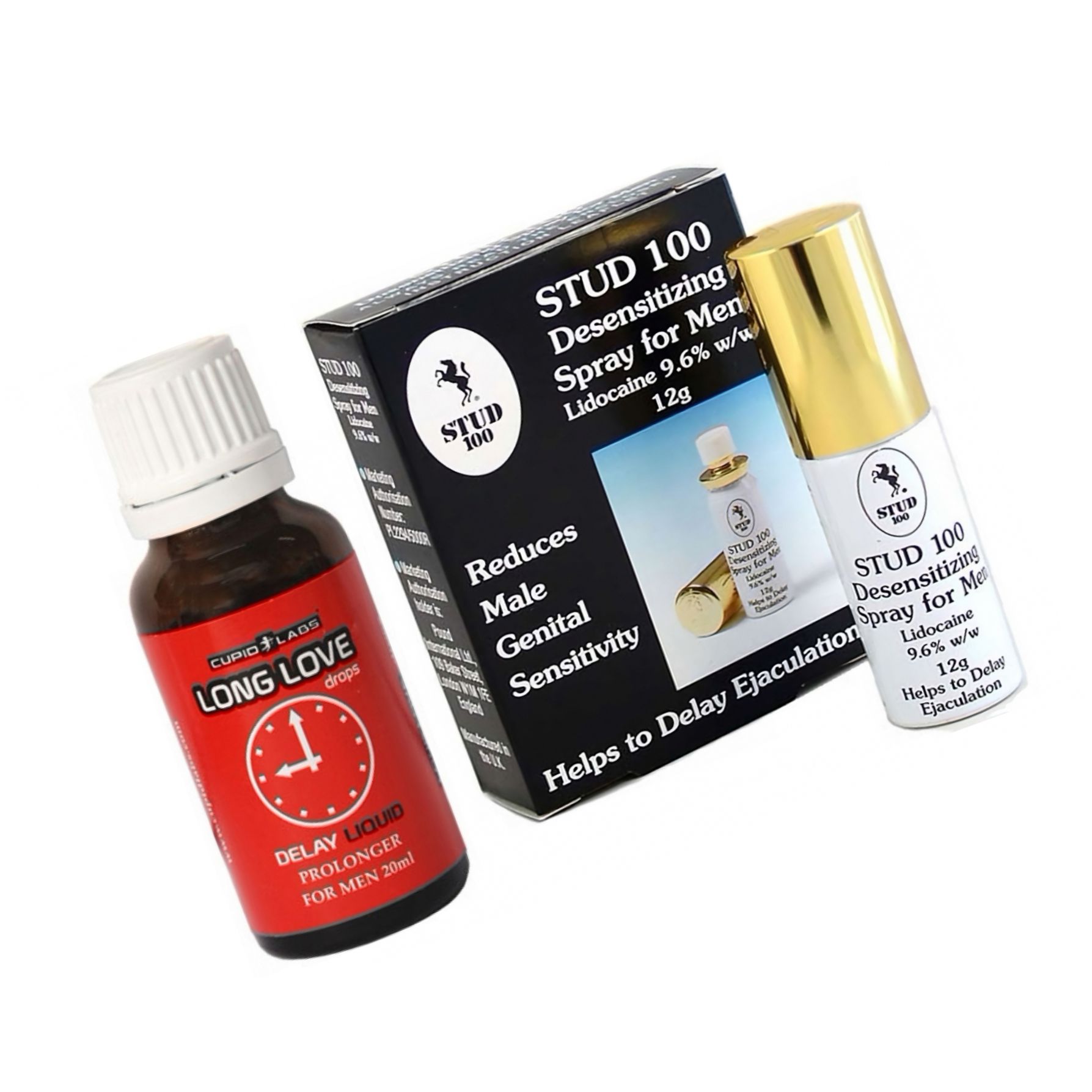 Pachet Spray Stud 100 Original + Picături Ejaculare Precoce Long Love 20ml