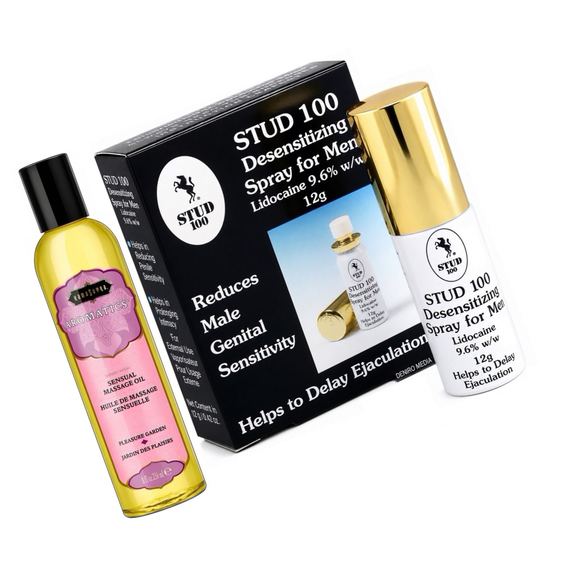 Pachet Spray Stud 100 Original + Ulei Masaj Grădina Plăcerii Kama Sutra 236ml