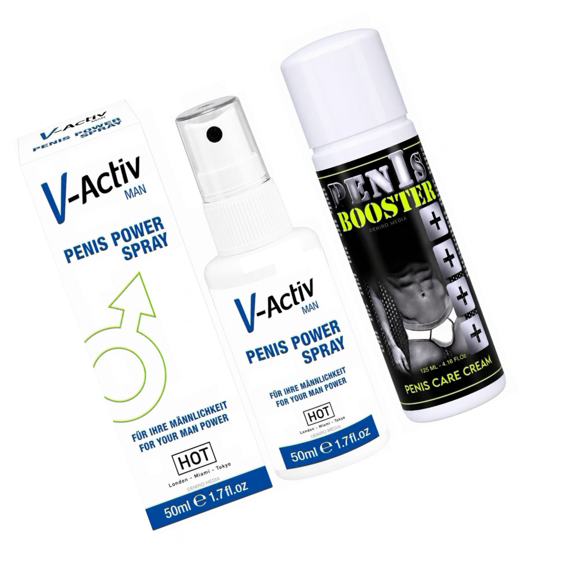 Pachet Spray V-activ Penis Power For Men 50ml + Cremă Pentru Potență Penis Booster 125ml