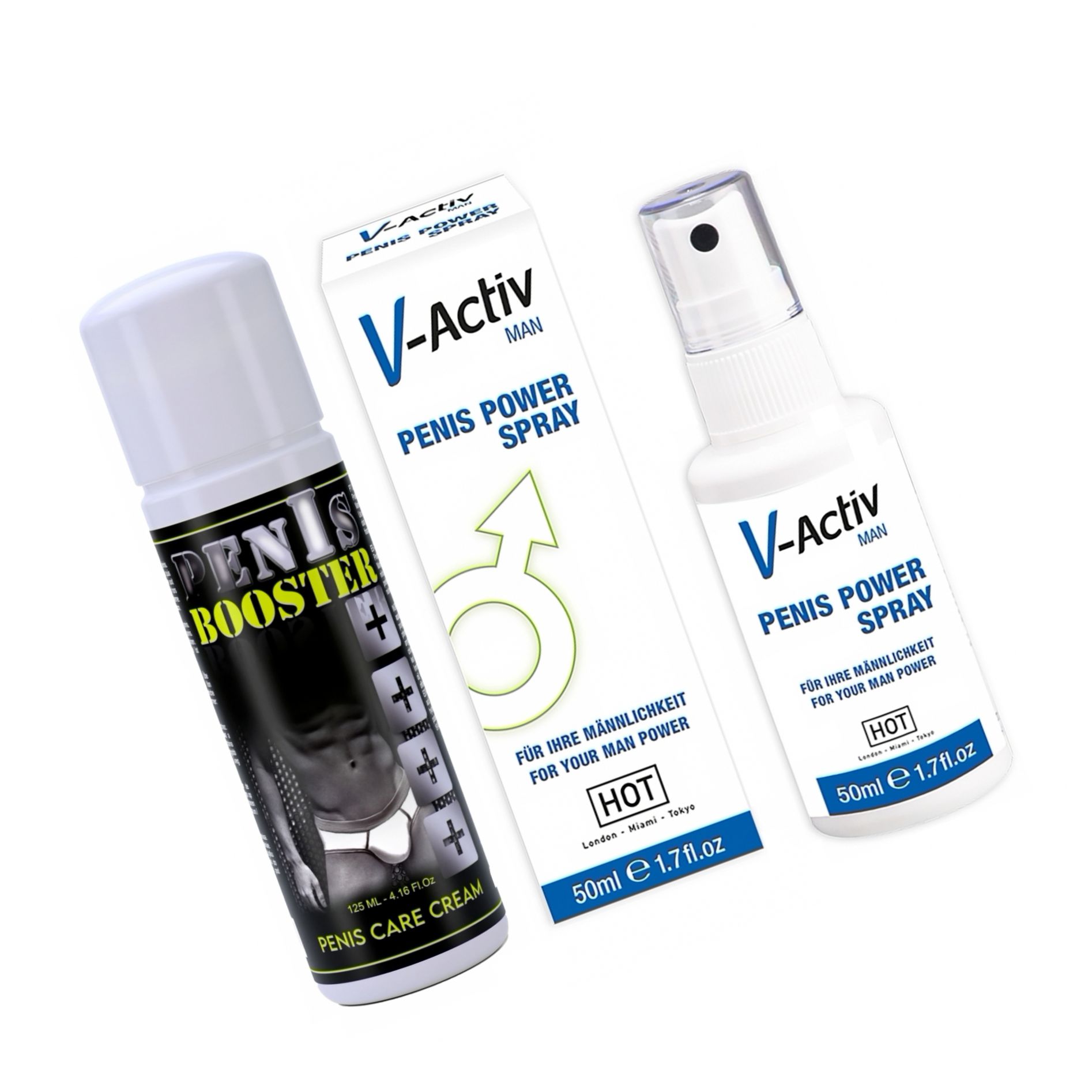 Pachet Spray V-activ Penis Power For Men 50ml + Cremă Pentru Potență Penis Booster 125ml