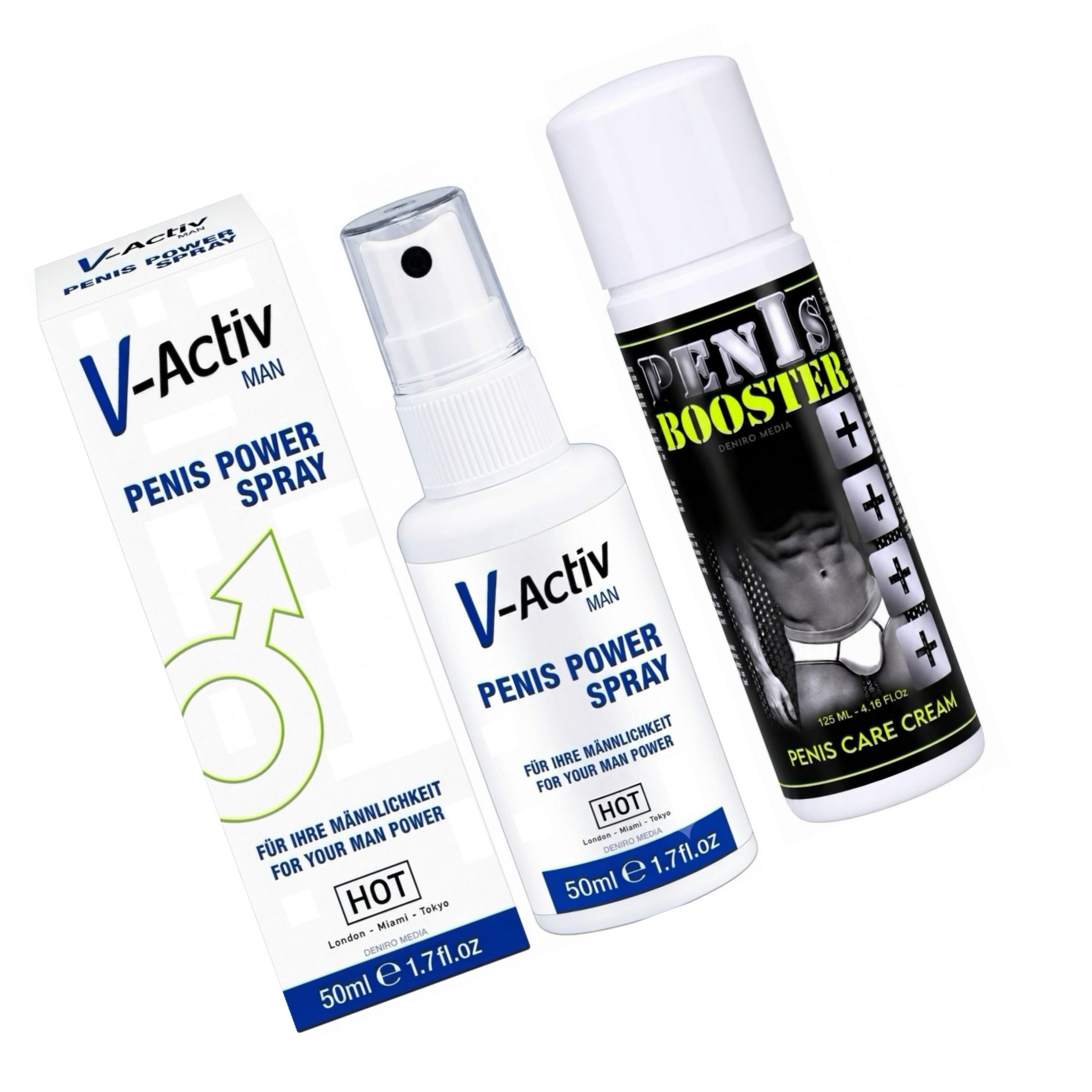 Pachet Spray V-activ Penis Power For Men 50ml + Cremă Pentru Potență Penis Booster 125ml