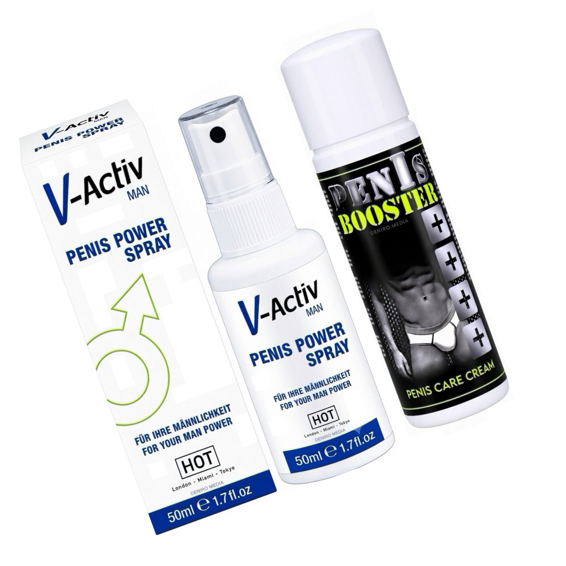 Pachet Spray V-activ Penis Power For Men 50ml + Cremă Pentru Potență Penis Booster 125ml