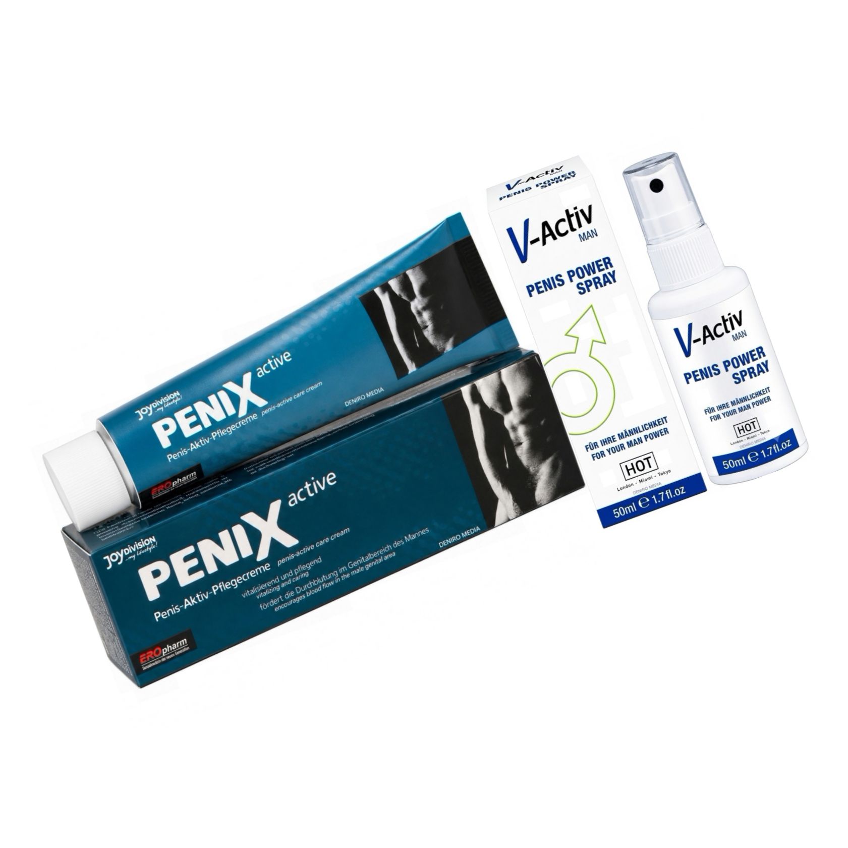 Pachet Spray V-activ Penis Power For Men 50ml + Cremă Pentru Potență Penix 75ml