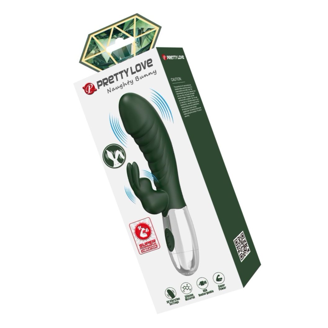 Pretty Love Naughty Bunny Green - 30 Moduri Stimulator Dublu