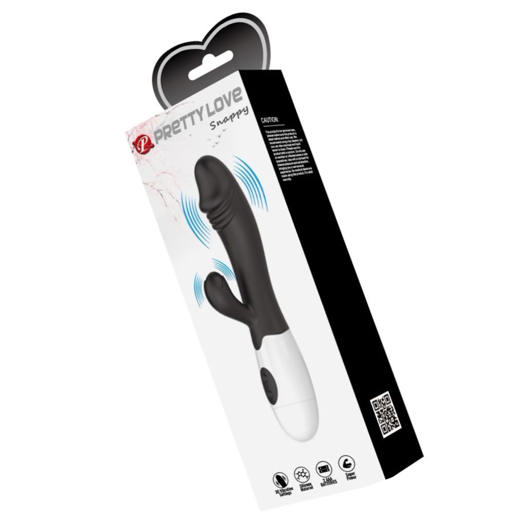 Pretty Love Snappy Black — Iepuraș Dual, 30 Moduri