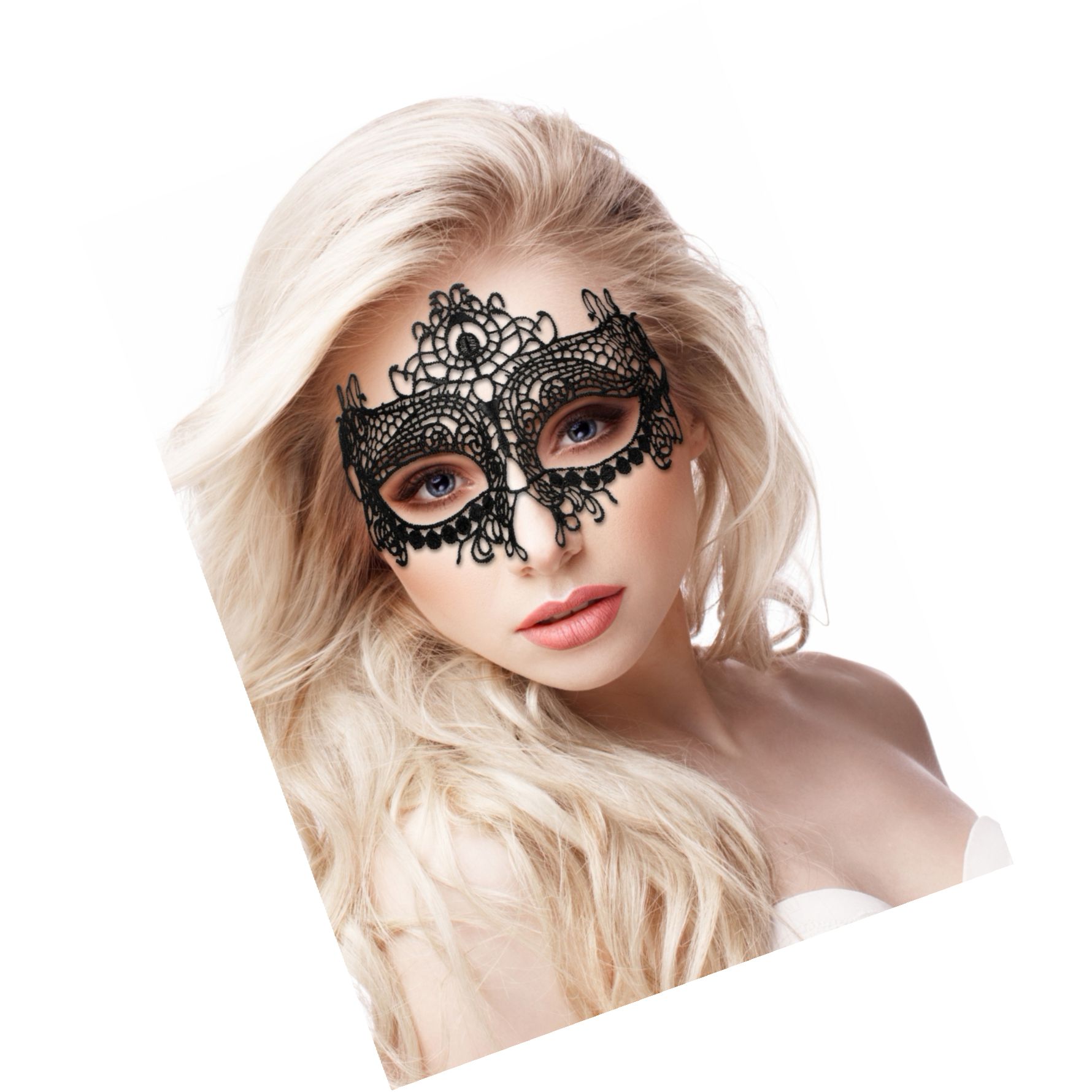 Queen Lace Mask Negru