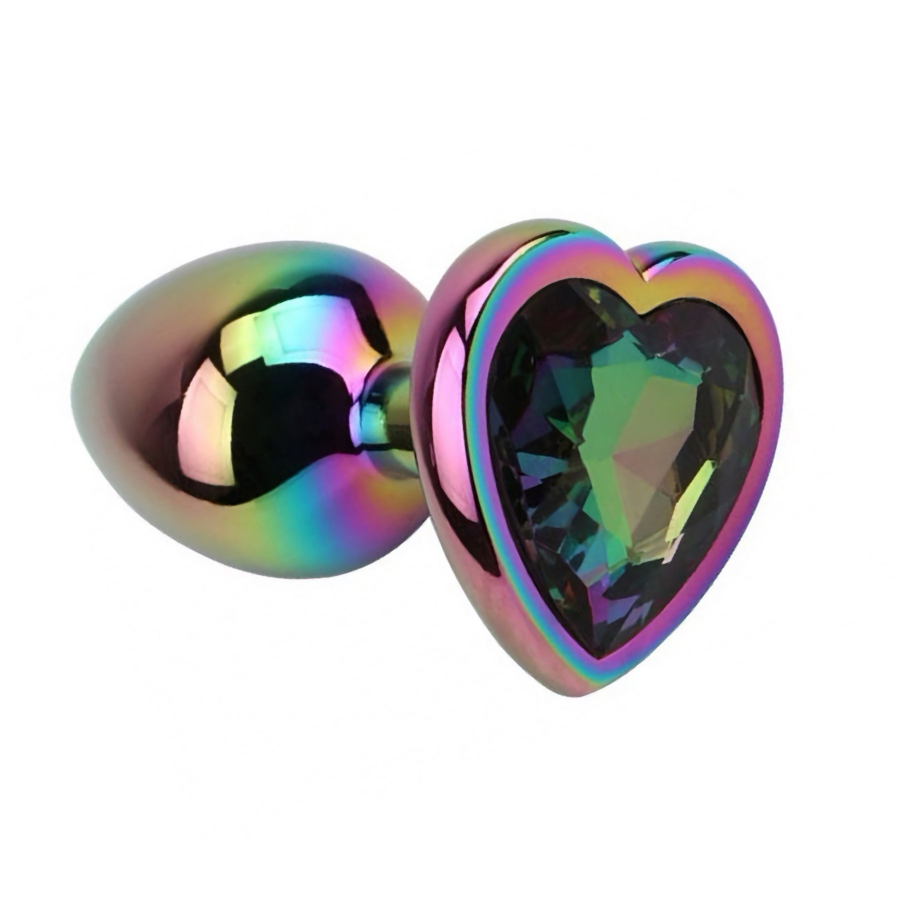 Rainbow Heart Plug Anal Din Aluminiu cu Bijuterie, Potrivită Multicolor