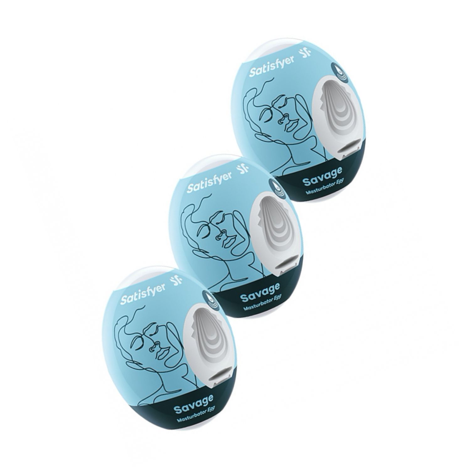 Satisfyer Masturbator Egg 3er Set Savage Albastru