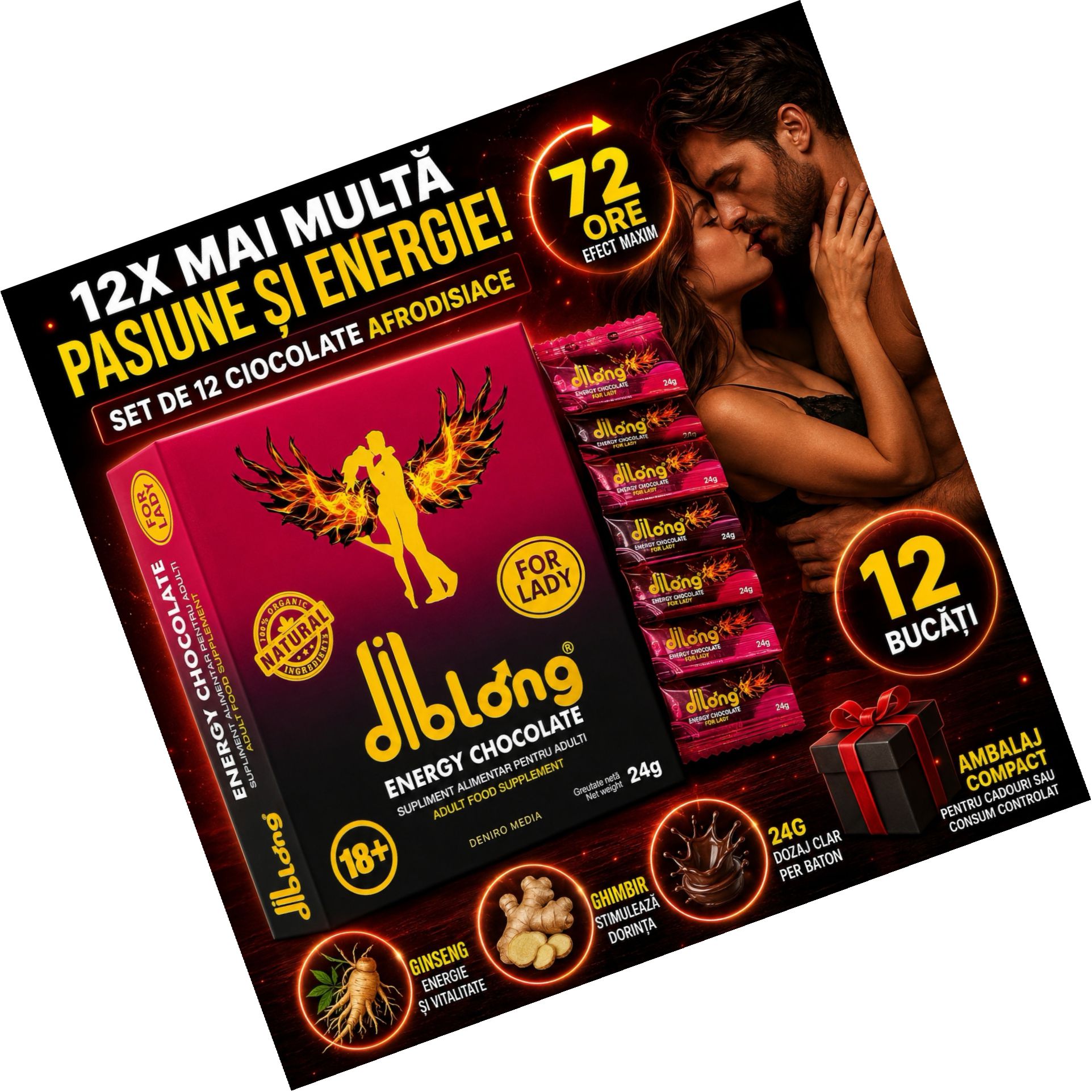 Set 12 x Ciocolată Afrodisiacă Pentru Femei 24g