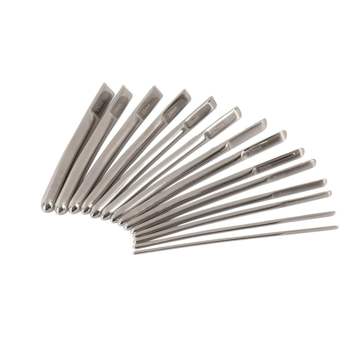 Set 14 Dilatatoare Oțel Inoxidabil cu Etui Organizator Argintiu