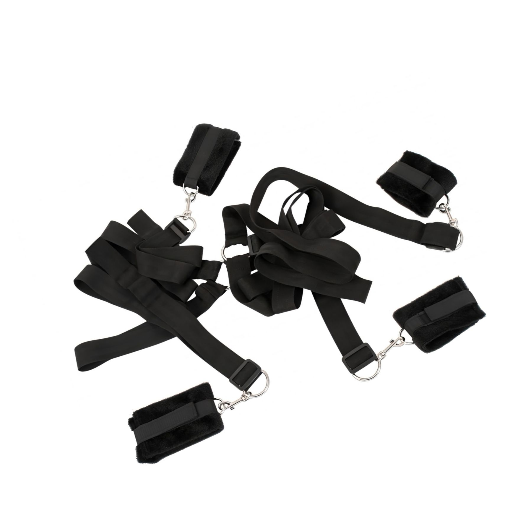 Set Cătușe Mâini Și Glezne Bed Shackles Negru