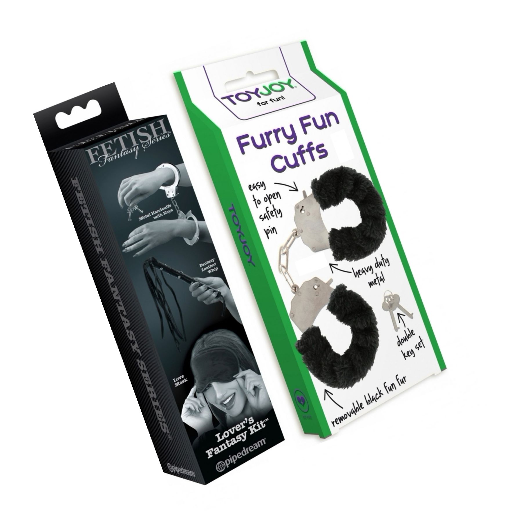 Set Limited Edition Lovers Fantasy Negru + Cătușe Furry Fun Cuffs Negru