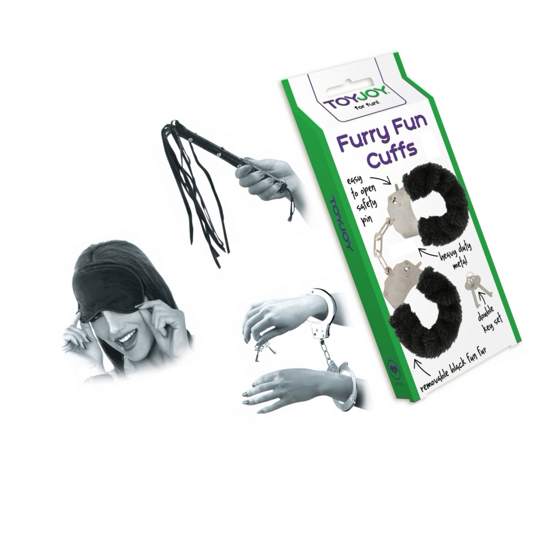Set Limited Edition Lovers Fantasy Negru + Cătușe Furry Fun Cuffs Negru