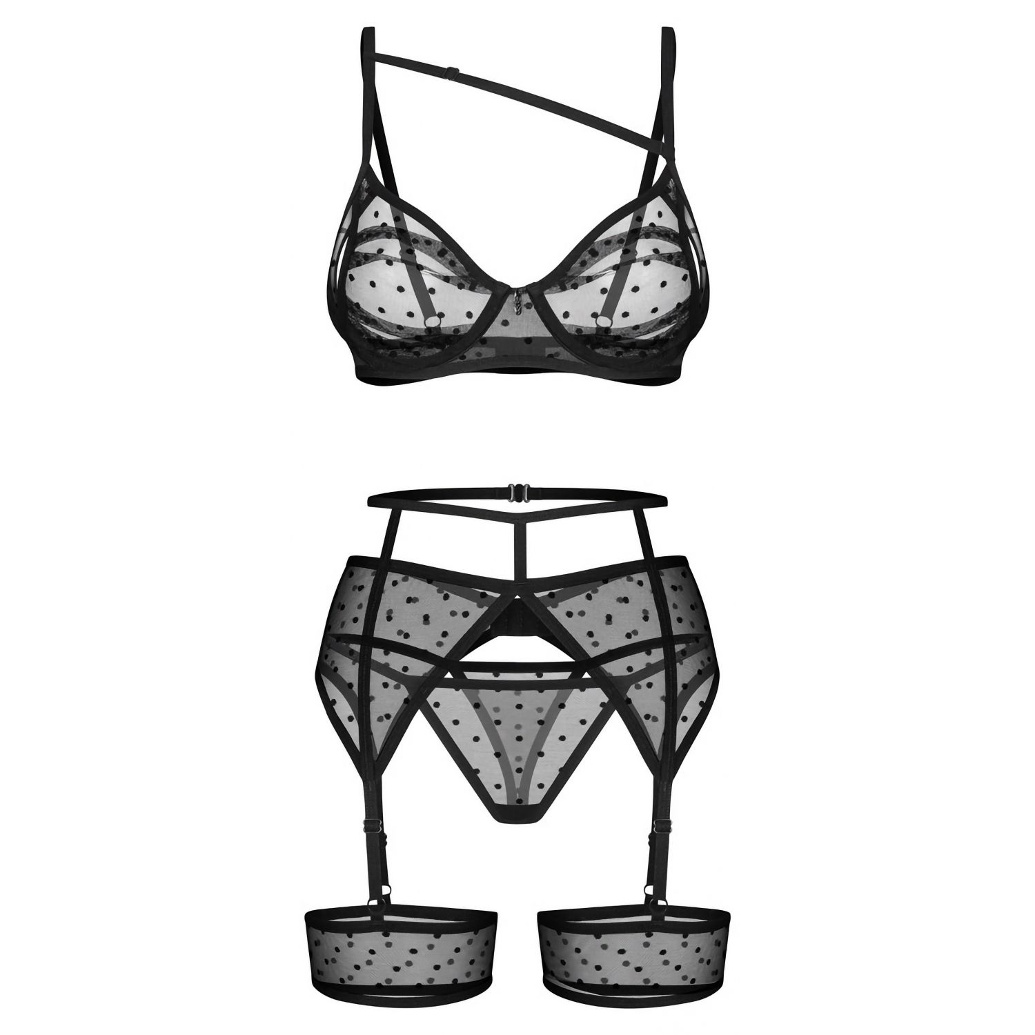 Set Obsessive Suspender Nuites Negru