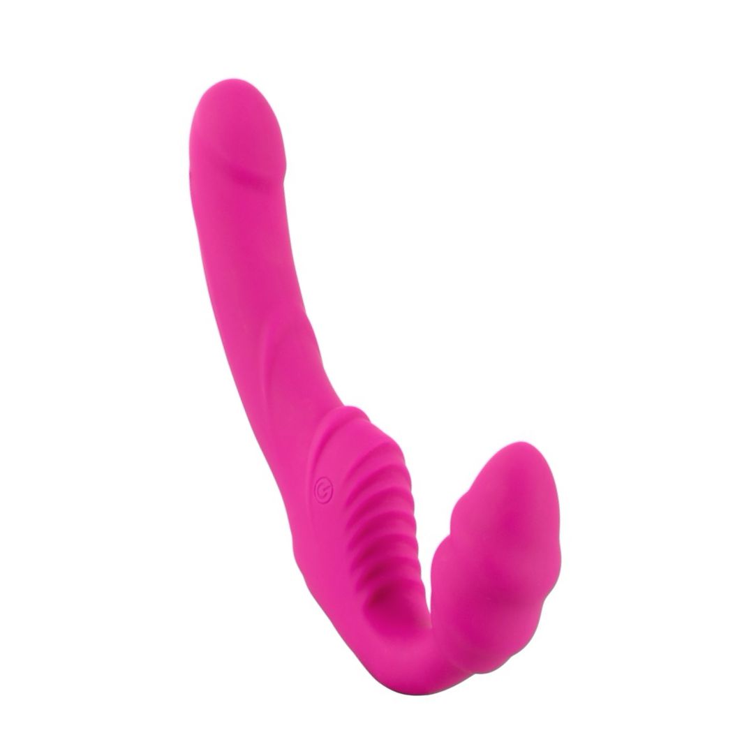 Strapless Strap On Cu 2 Vibratoare Reîncărcabil Roz