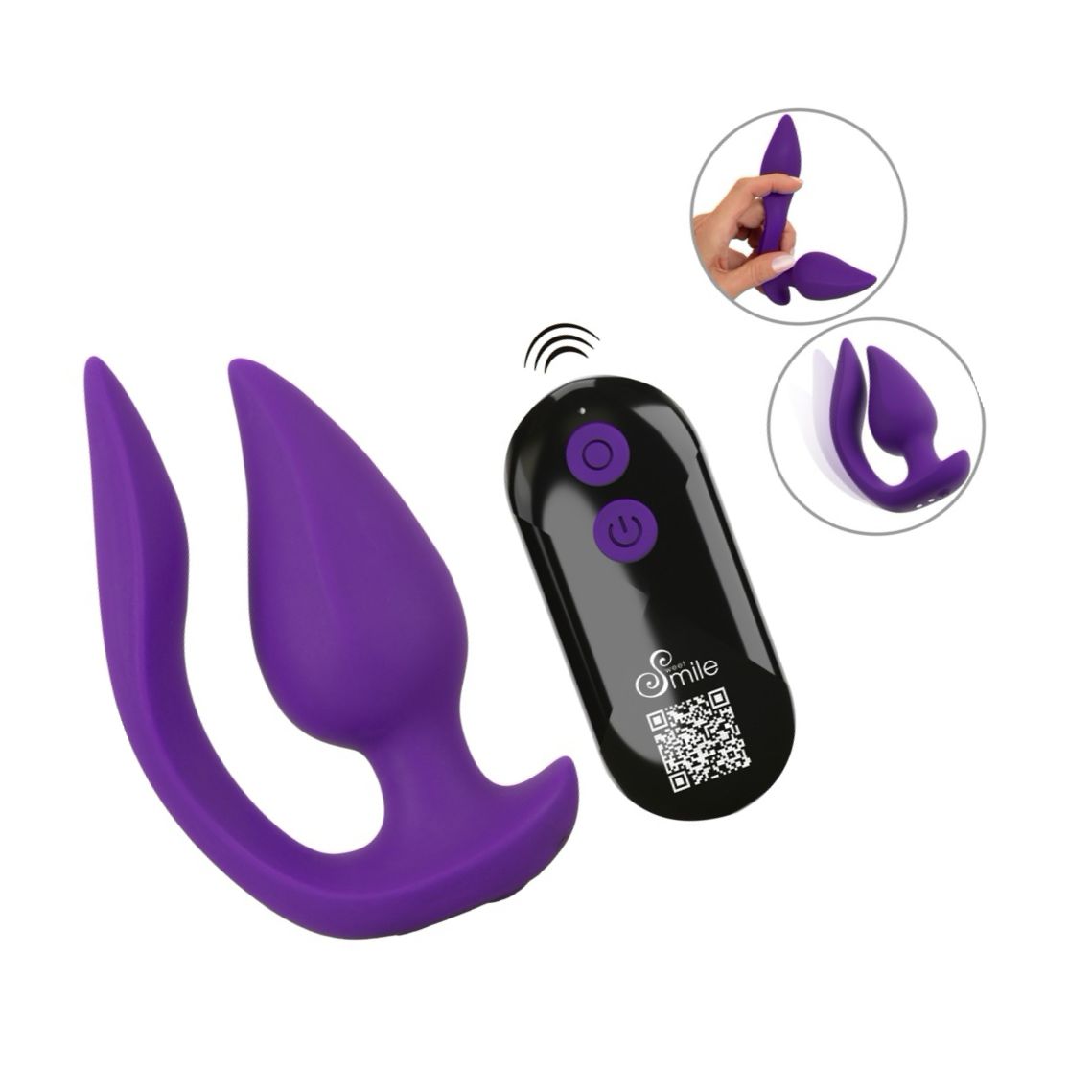 Sweet Smile Plug Panty 2în1, Reîncărcabil, 7 Moduri Mov