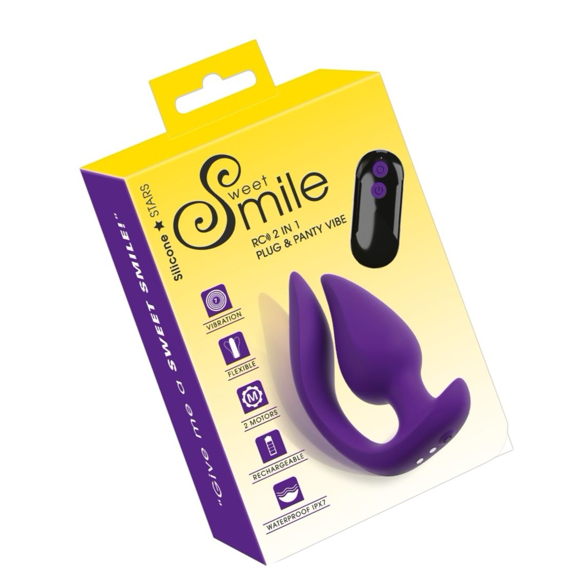 Sweet Smile Plug Panty 2în1, Reîncărcabil, 7 Moduri