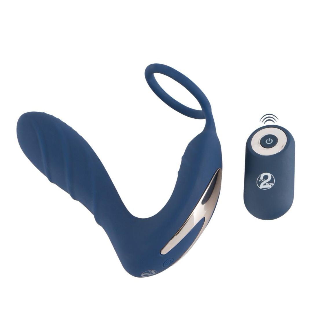 Vibrating Prostate Plug with Ring Albastru