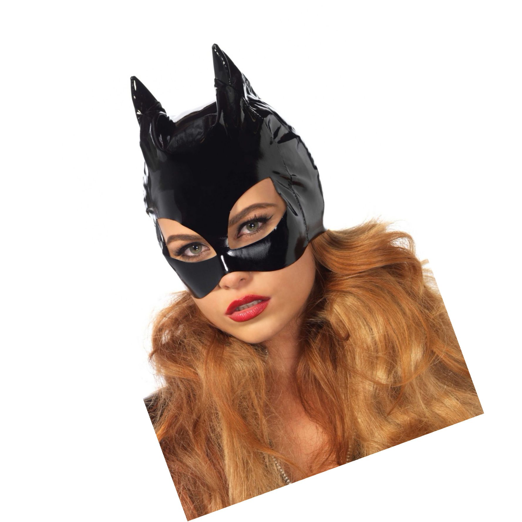 Vinyl Cat Woman Mask Negru