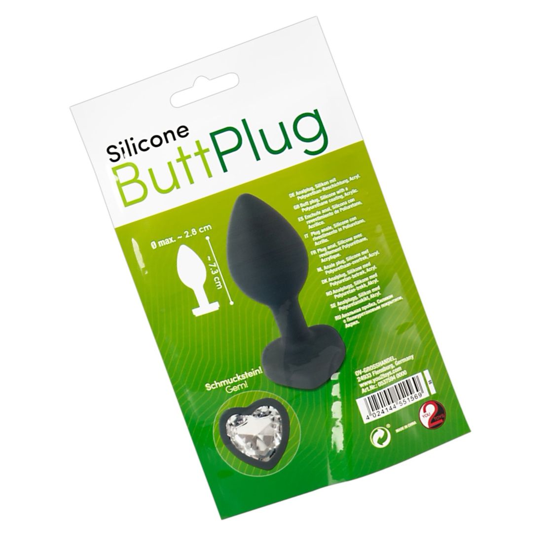 You2Toys Dop Anal Compact Din silicon cu Piatră Inimă 7.3cm