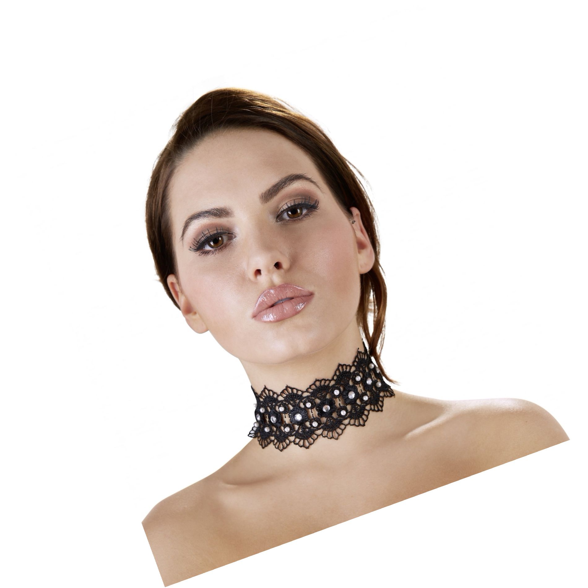 Zgardă Choker Rhinestones Negru