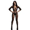 Catsuit Le Désir Lace Sleeved Negru S-L