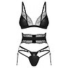 Set 3 Piese Obsessive Lobellis Negru XS-S
