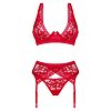 Set Obsessive Lacelove 3 Piese Roșu M-L