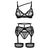 Set Obsessive Suspender Nuites Negru L-XL