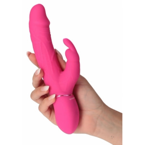 Rabbit Thrill Bunny Vibrator Reîncărcabil, Stimulator Dublu G Roz Thumb 4