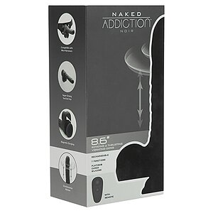 Naked Addiction 23 cm, Vibrator Rotativ și De împingere Negru Thumb 25
