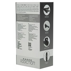 Naked Addiction 23 cm, Vibrator Rotativ și De împingere Negru Thumb 8