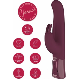 She.E.O Rabbit Rotativ Reîncărcabil — 10 Vibrații, 3 Rotații Vișiniu Thumb 4
