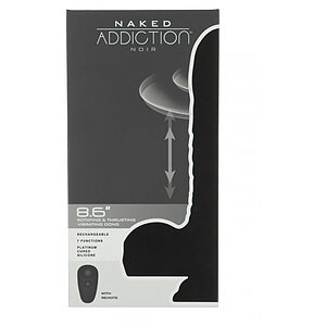 Naked Addiction 23 cm, Vibrator Rotativ și De împingere Negru Thumb 9