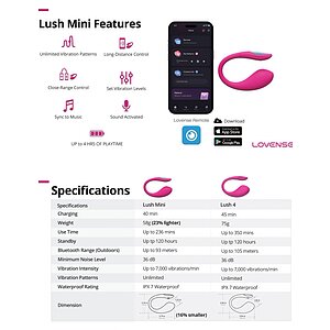 Lovense Lush Mini — Compact, Reîncărcabil, Discret Roz Thumb 4