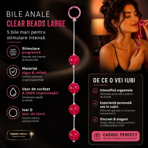 Bile Anale Clear Beads Large Roșu Thumb 2