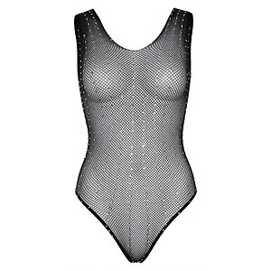 Body Leg Avenue Rhinestone Fishnet Negru XS-L Thumb 3