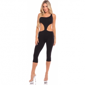 Catsuit Pink Lipstick One Shoulder Negru S-M