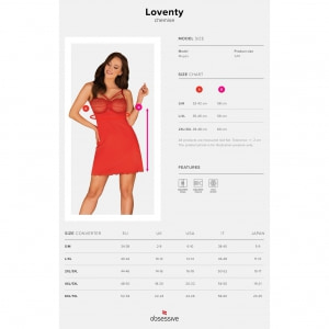 Chemise Obsessive Loventy Roșu 2XL-3XL