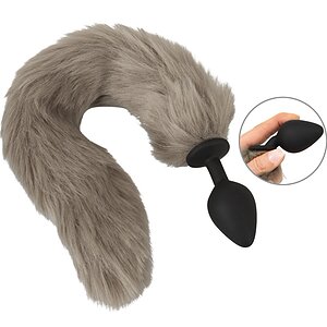Coada Fluffy Gri cu Plug Din silicon You2Toys — 45 cm