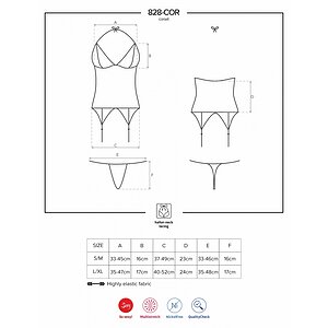 Corset Obsessive 828-COR Negru L-XL Thumb 2